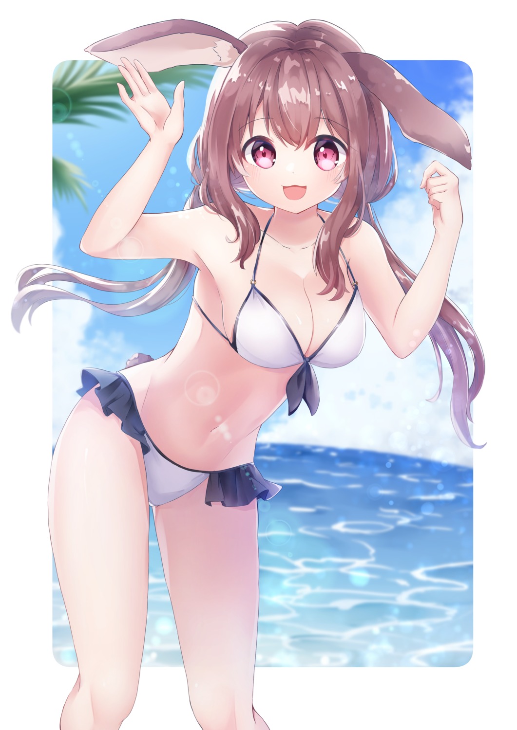 animal_ears bikini bunny_ears cleavage rokujo swimsuits tail wet