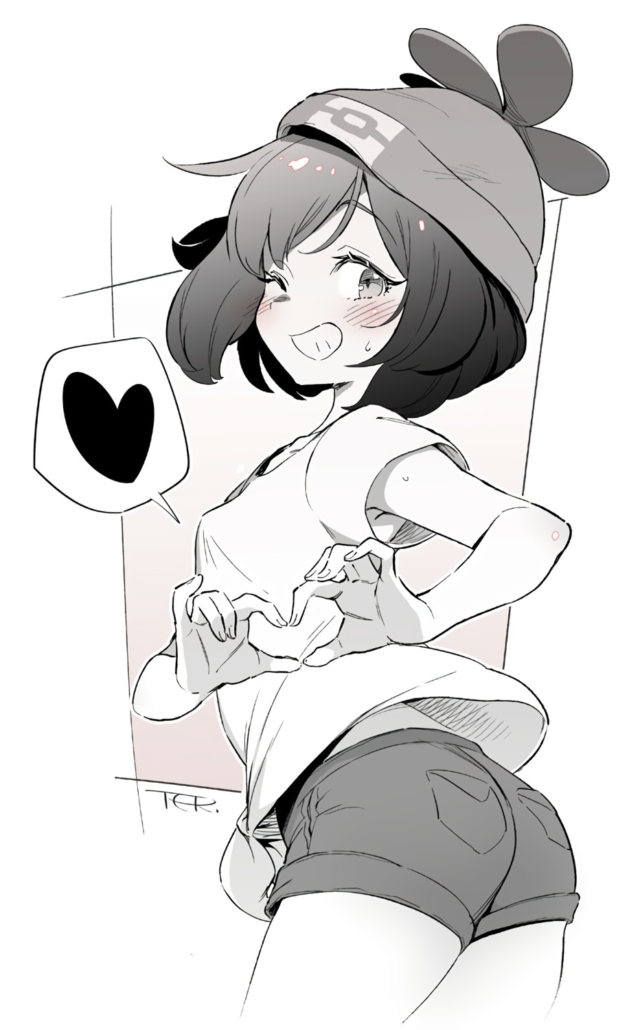 ass mizuki_(pokemon) monochrome pokemon pokemon_sm toku_(ke7416613)