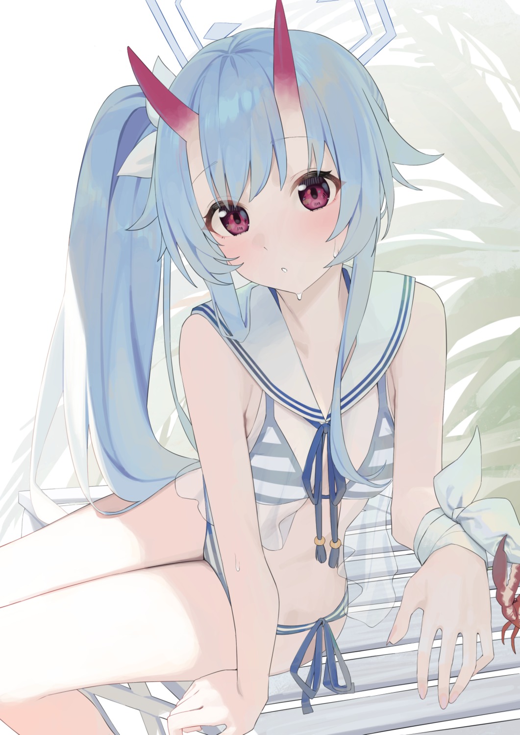 bikini blue_archive halo horns see_through swimsuits syhan waraku_chise