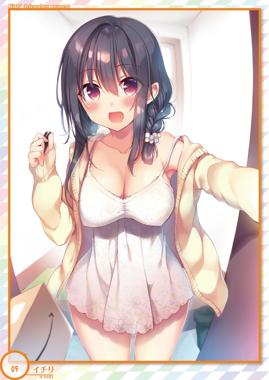 cleavage erect_nipples ichiri lingerie open_shirt see_through sweater