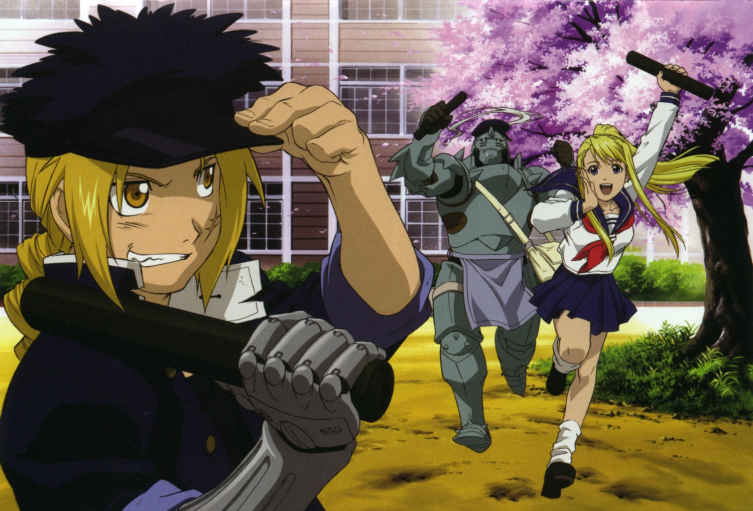 alphonse_elric edward_elric fullmetal_alchemist seifuku sekiguchi_kanami winry_rockbell