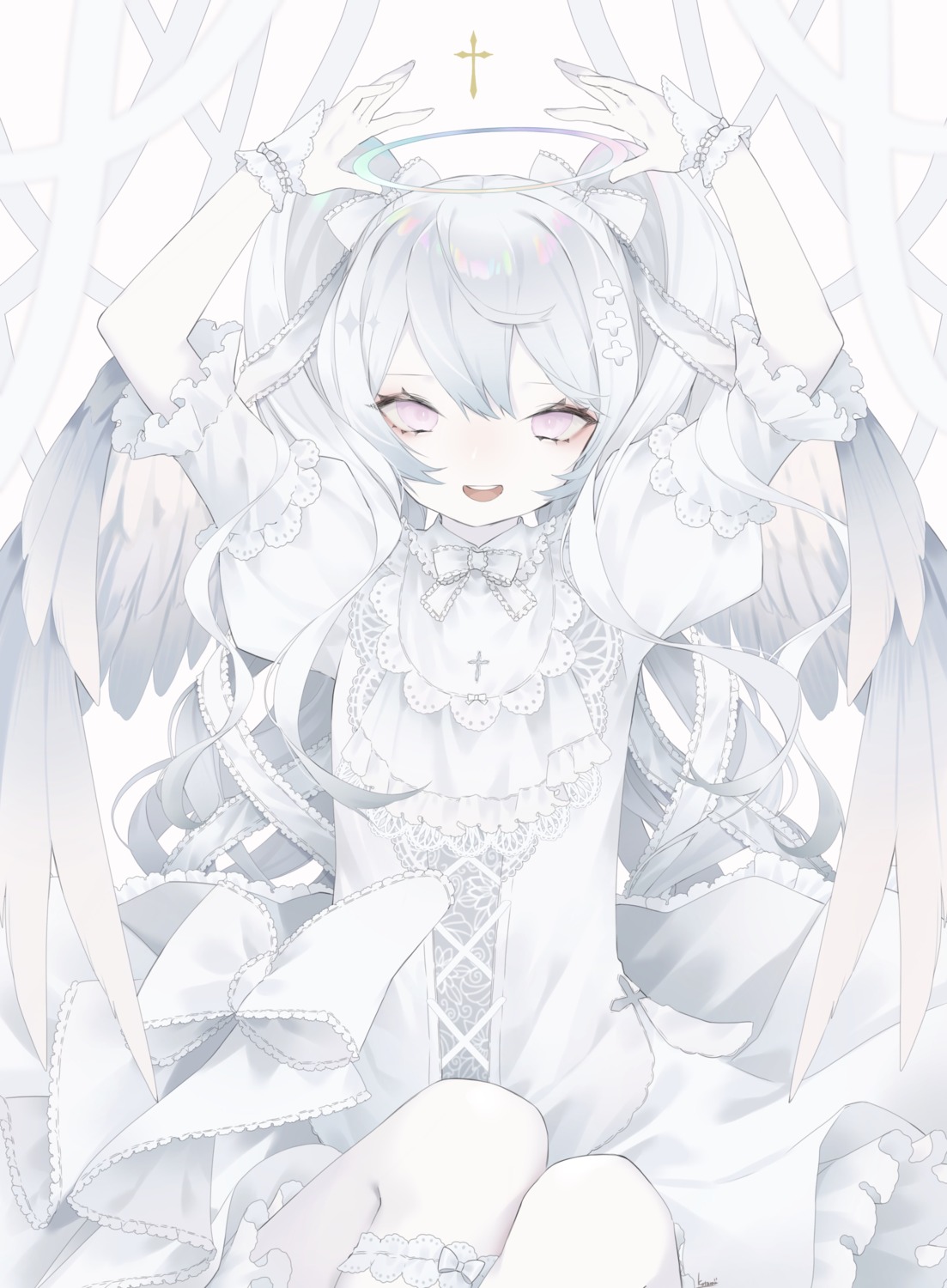 angel dress kotarou skirt_lift wings