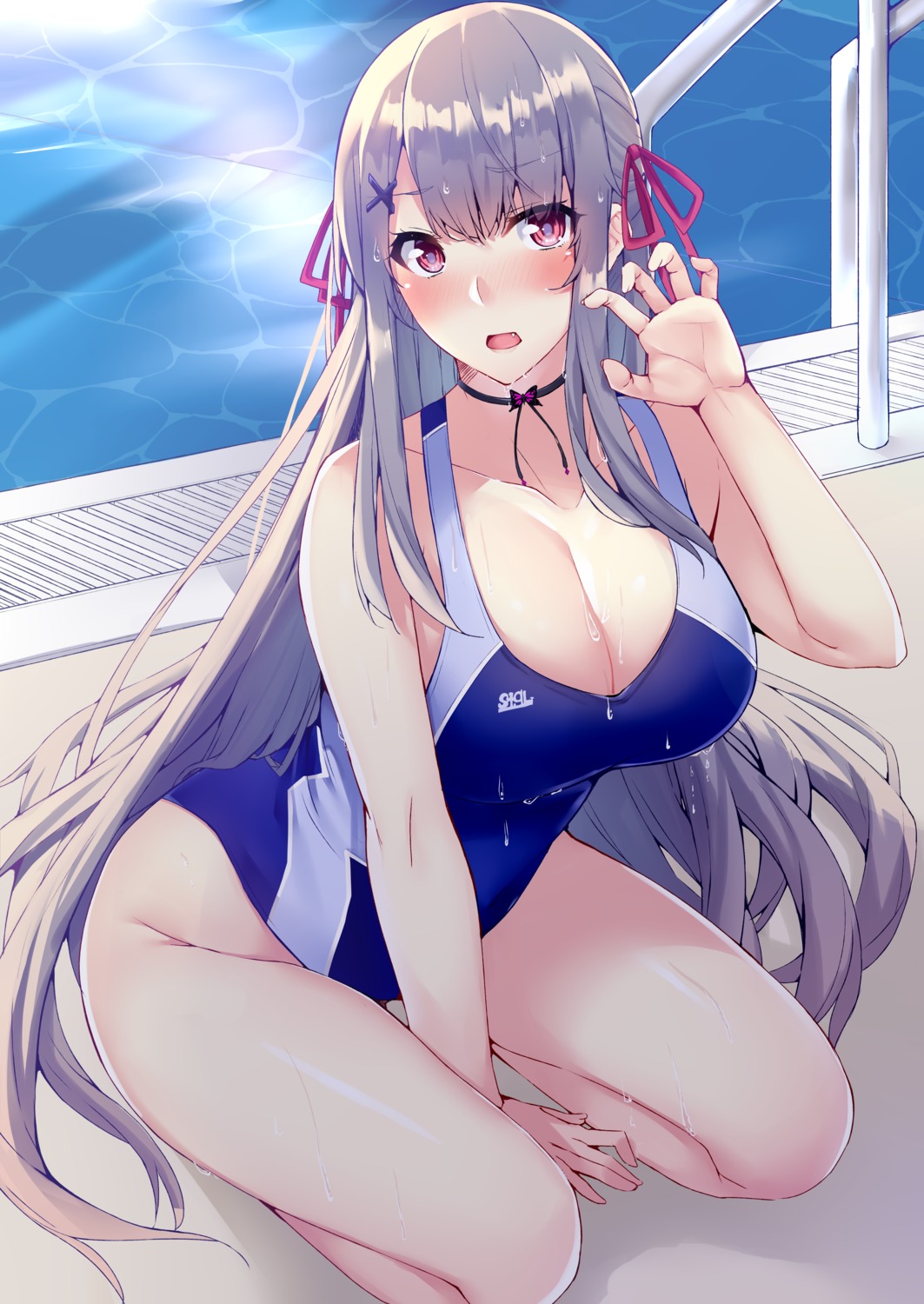 cleavage kaeru_no_ashi swimsuits wet