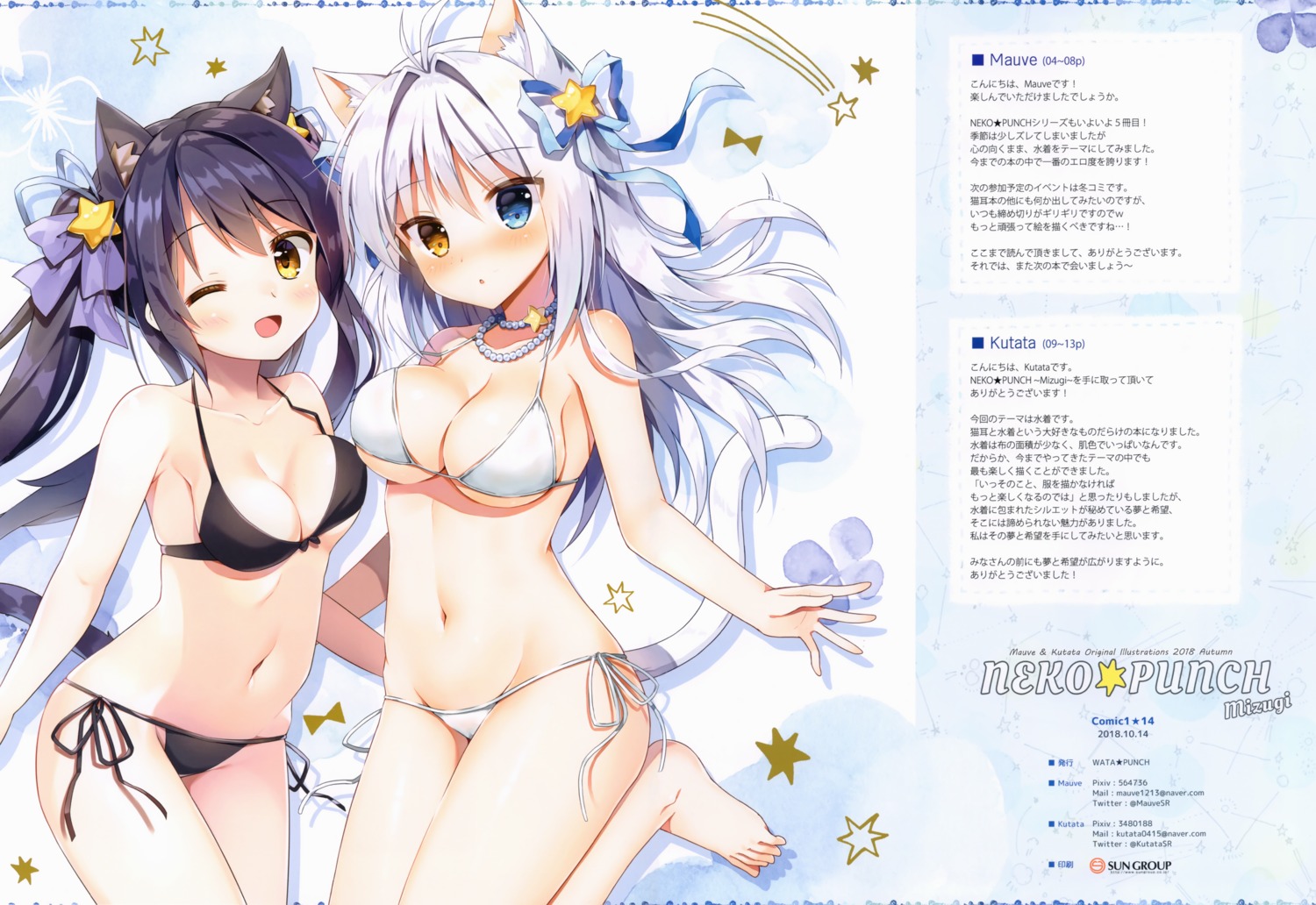 aina_rive animal_ears bikini cameltoe heterochromia kutata mauve nekomimi ruci_tanya swimsuits tail wata★punch