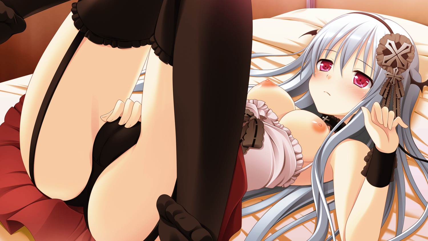 3rd_eye breasts game_cg makita_maki masturbation nipples pantsu shinigami_no_testament stockings thighhighs vivi_alhazerd