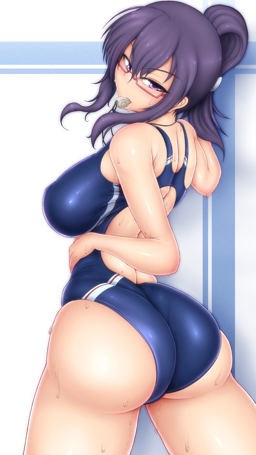 ass erect_nipples megane ponpon-maru senran_kagura suzune_(senran_kagura) swimsuits