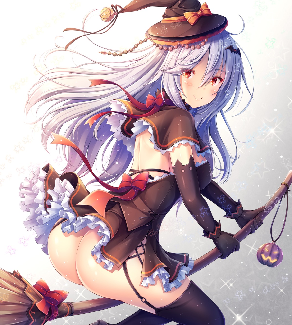 akashio ass dress halloween nopan stockings thighhighs witch