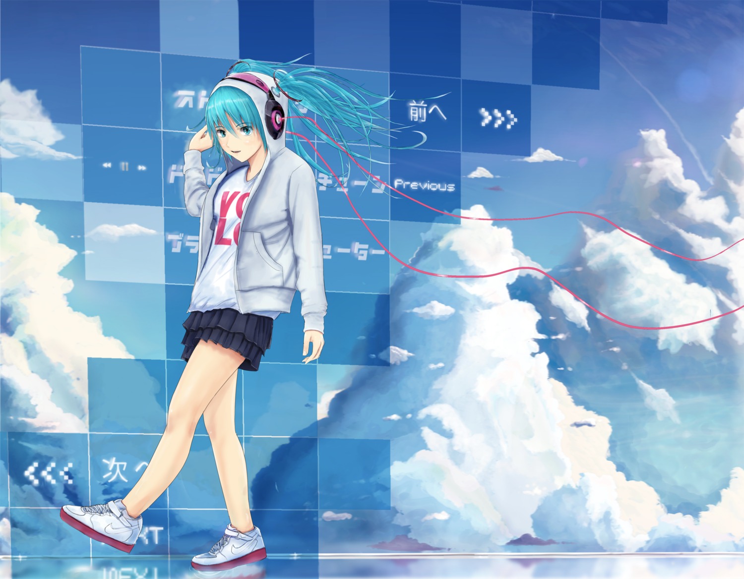 hatsune_miku headphones vocaloid zk0