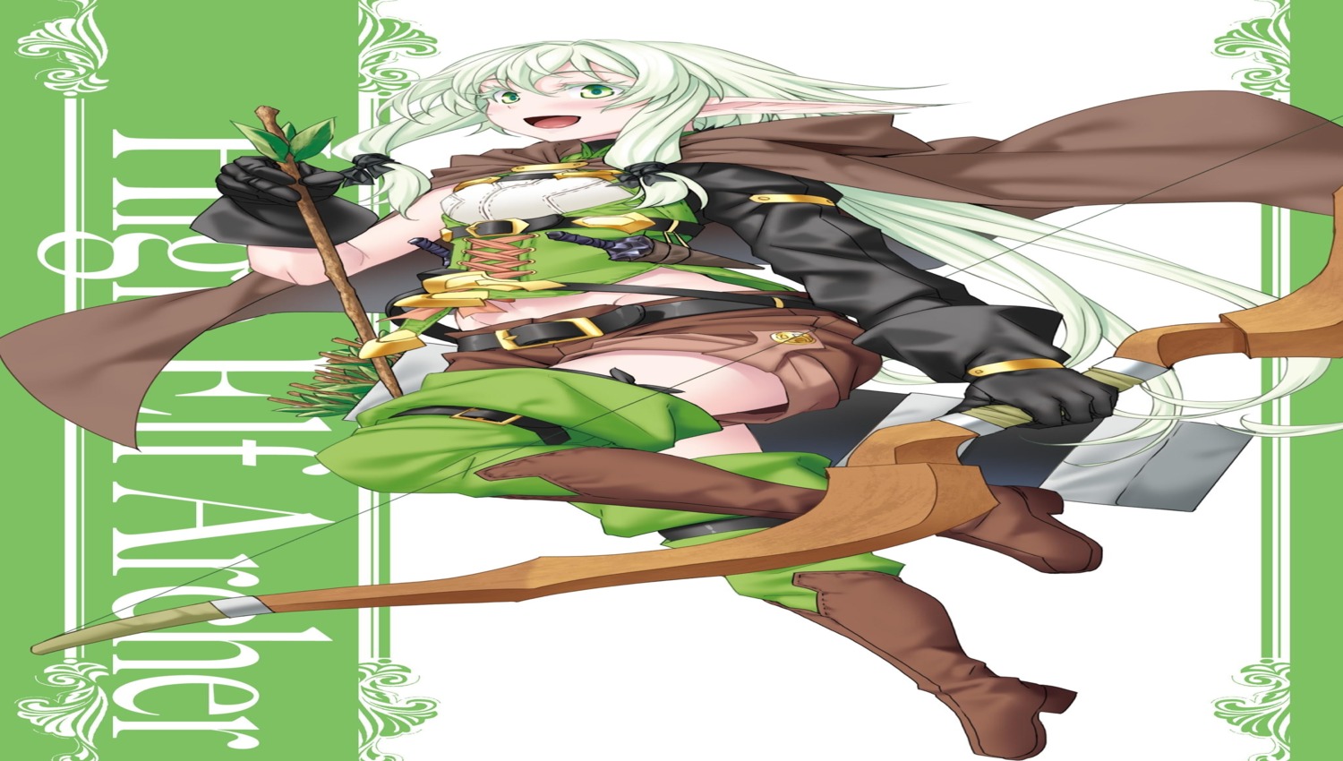 elf goblin_slayer heels high_elf_archer kannatsuki_noboru pointy_ears thighhighs weapon