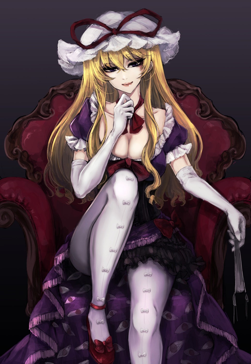 cleavage dress kyogoku-uru pantyhose touhou yakumo_yukari