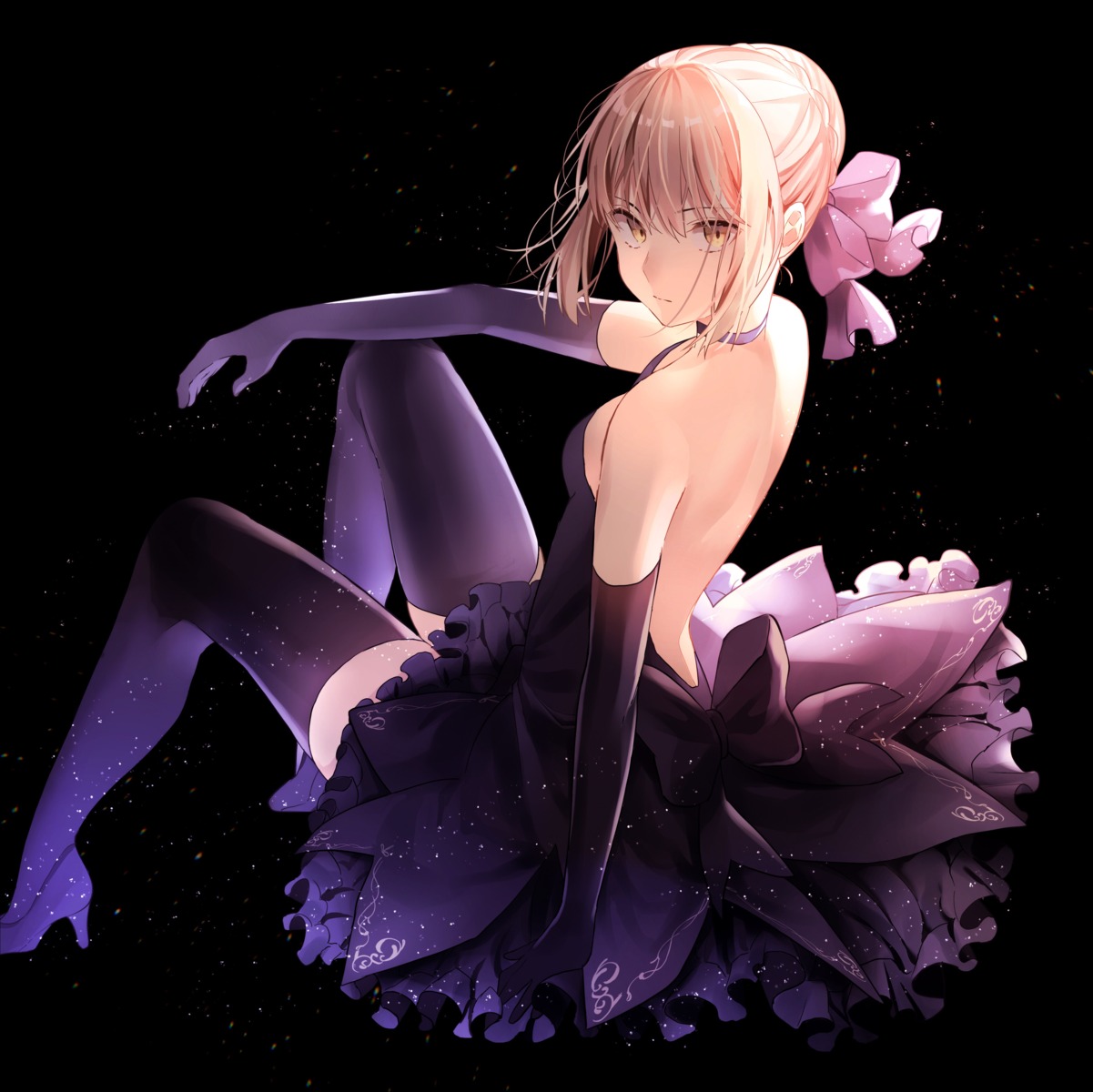 dress fate/grand_order heels lq_saku no_bra saber saber_alter thighhighs