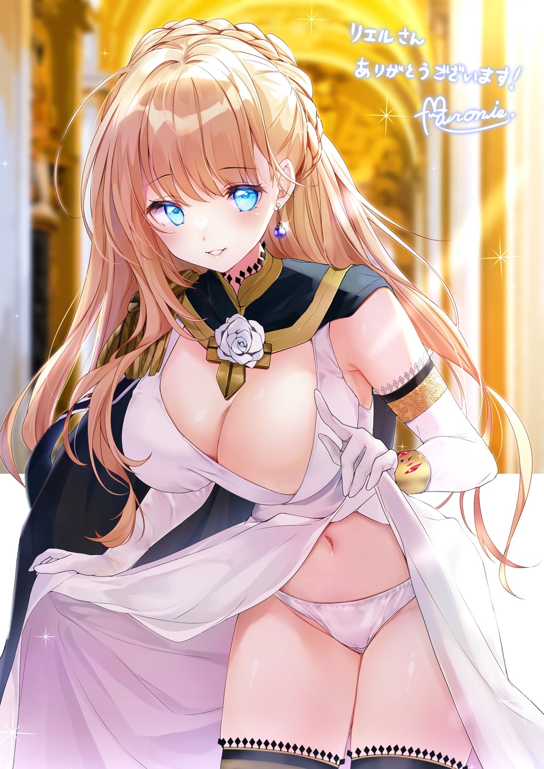 cameltoe dress maronie. no_bra pantsu skirt_lift thighhighs undressing