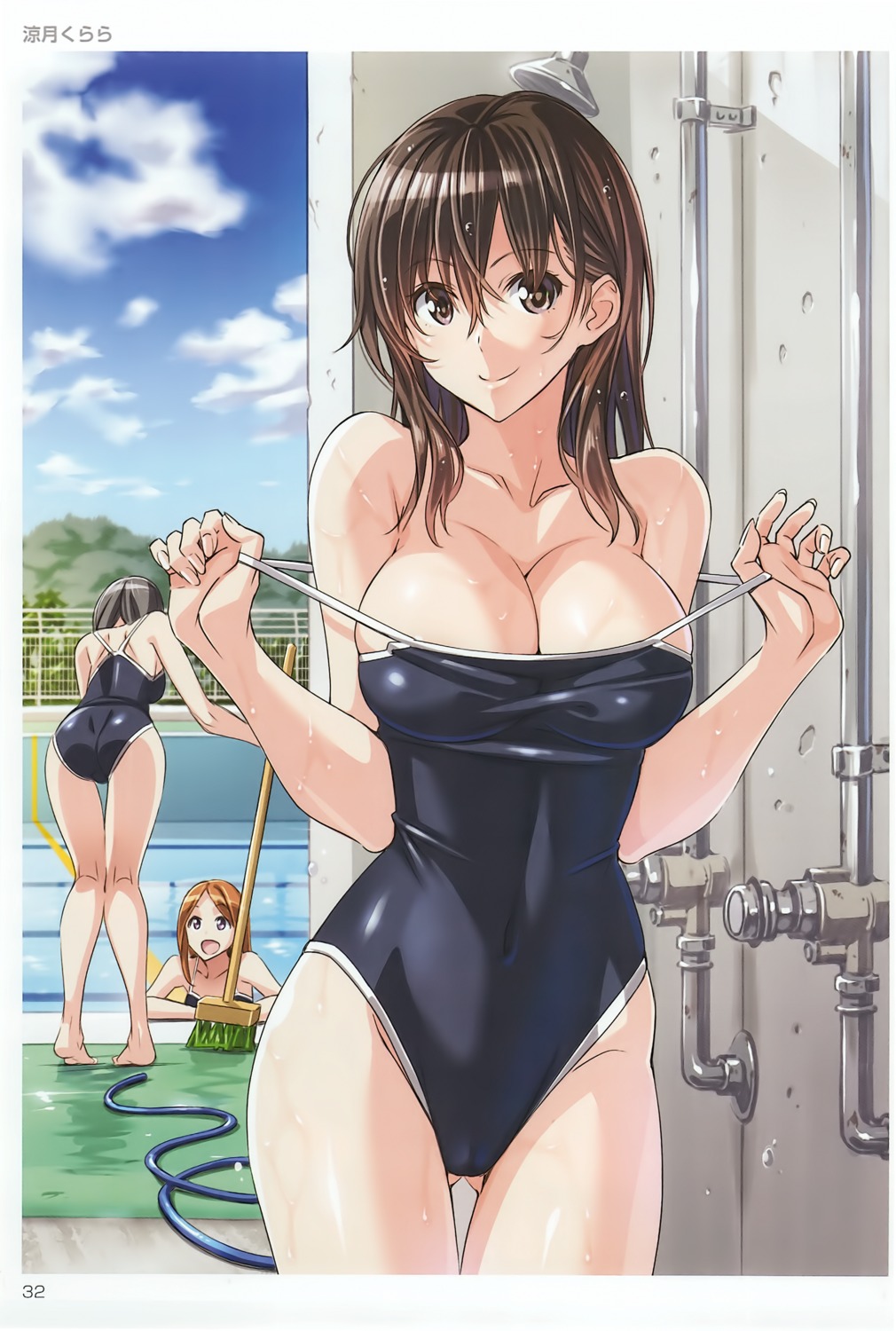 cameltoe cleavage school_swimsuit suzutsuki_kurara swimsuits toranoana undressing