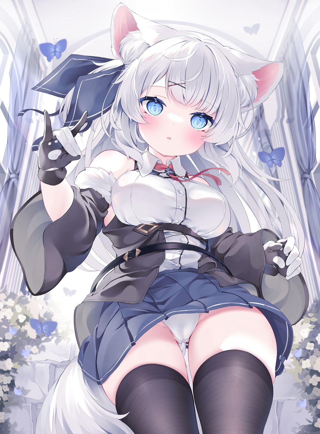 animal_ears cameltoe konagi_(konachi_e) pantsu skirt_lift tail thighhighs thong