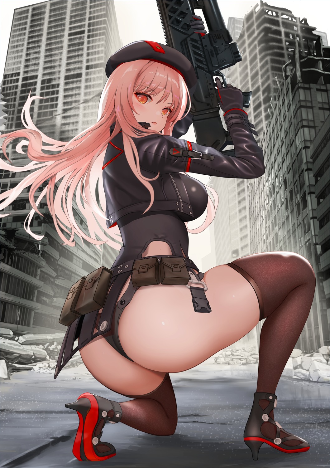 ass gibun_(sozoshu) goddess_of_victory:_nikke gun heels rapi_(nikke) thighhighs uniform