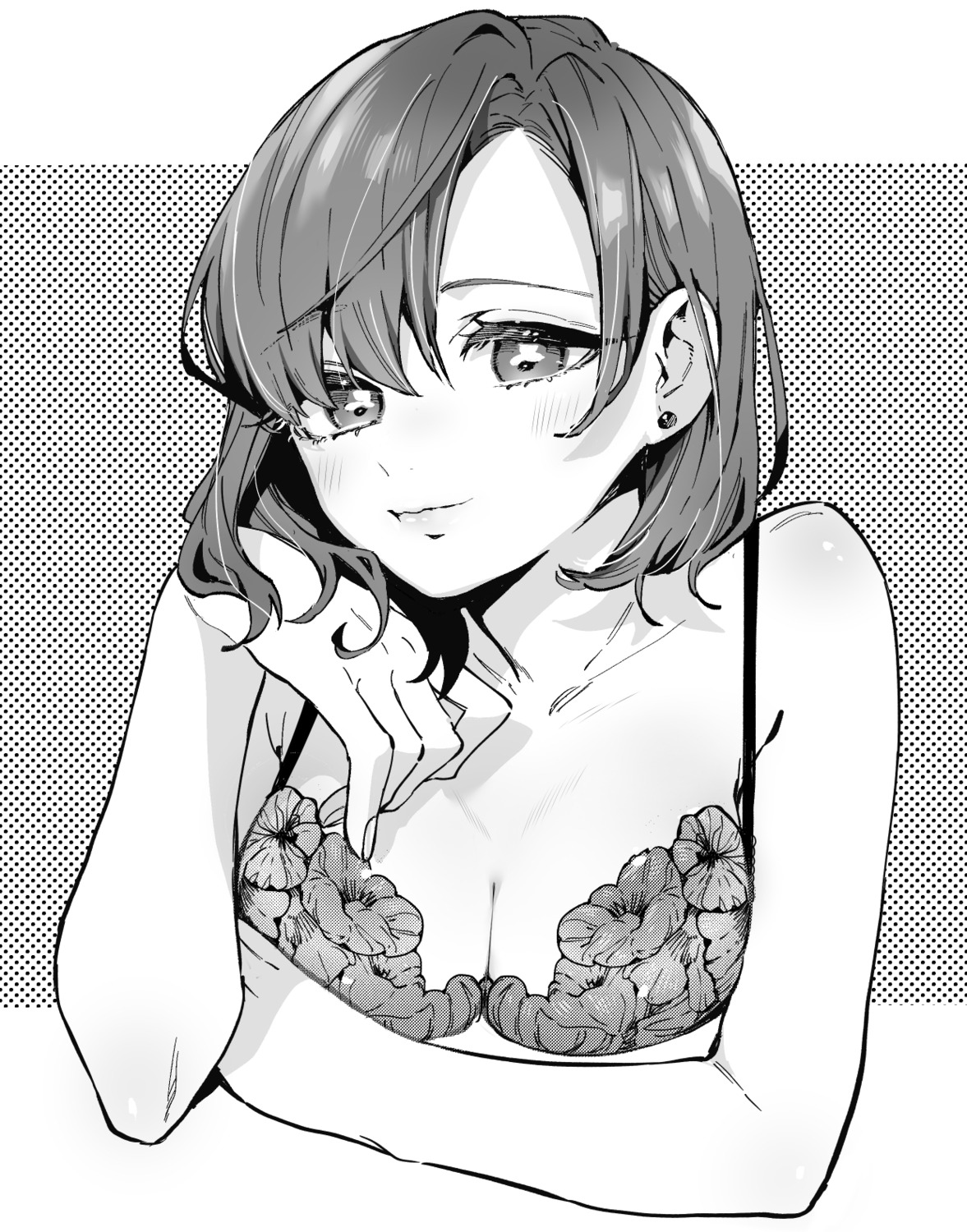 bra cleavage monochrome nozawa_yukiko