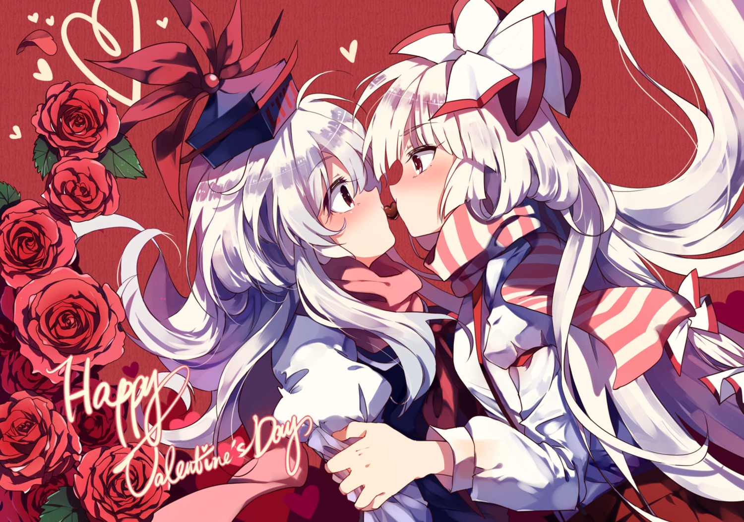 fujiwara_no_mokou kamishirasawa_keine shuzi touhou valentine yuri