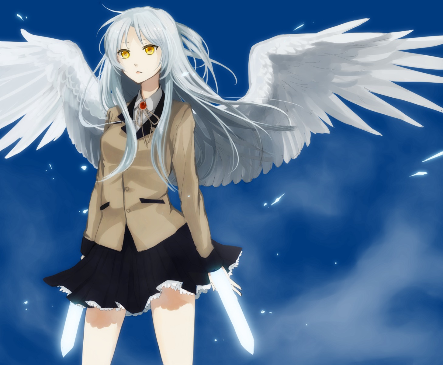 angel_beats! kurasawa_moko seifuku tachibana_kanade wings