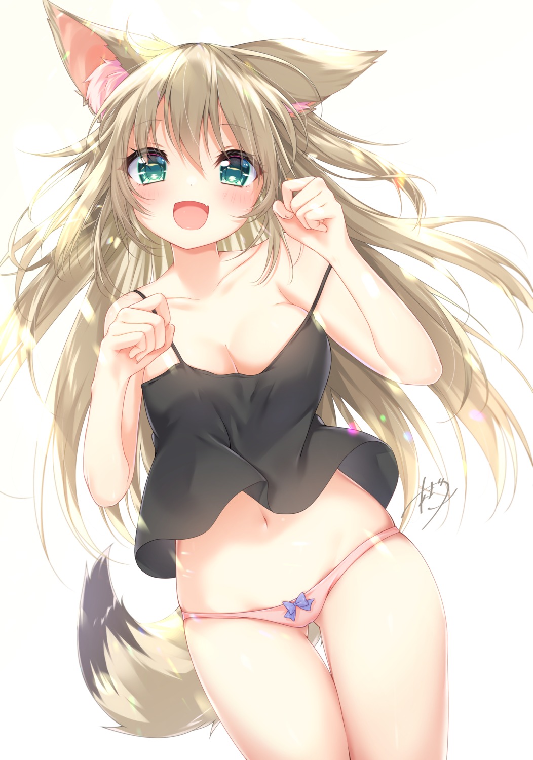 amatsuji animal_ears no_bra pantsu tail