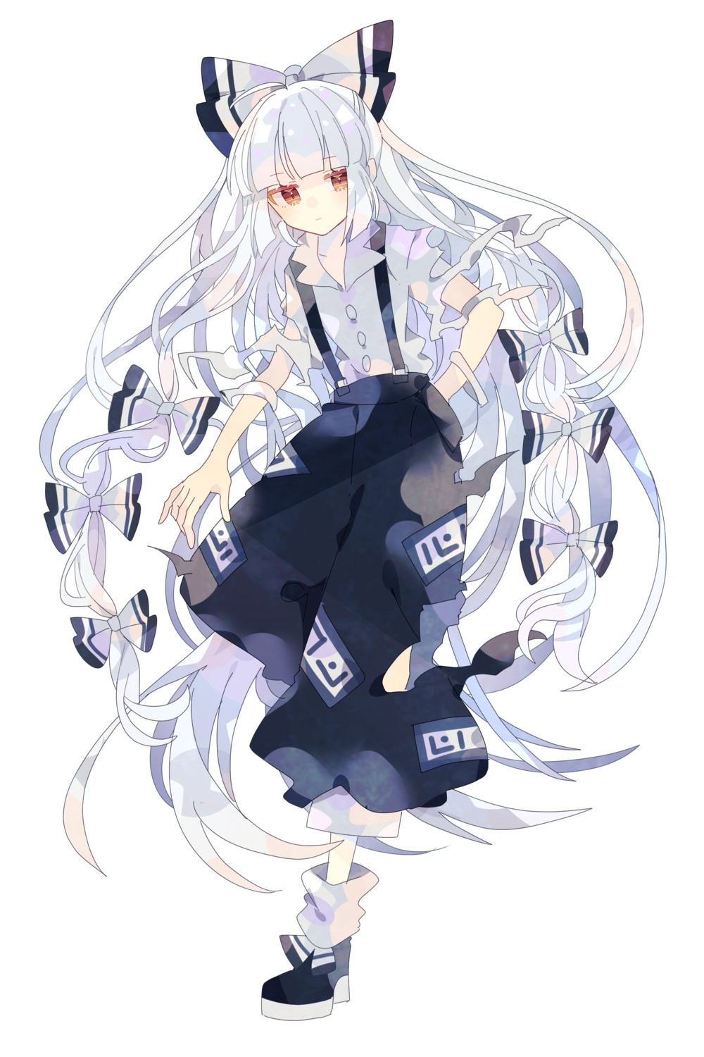 fujiwara_no_mokou nikorashika torn_clothes touhou