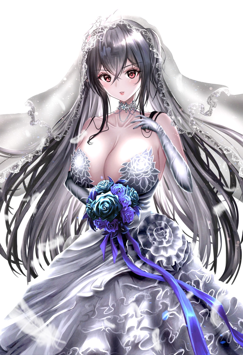 azur_lane dress hikagen_yoshio no_bra taihou_(azur_lane) wedding_dress