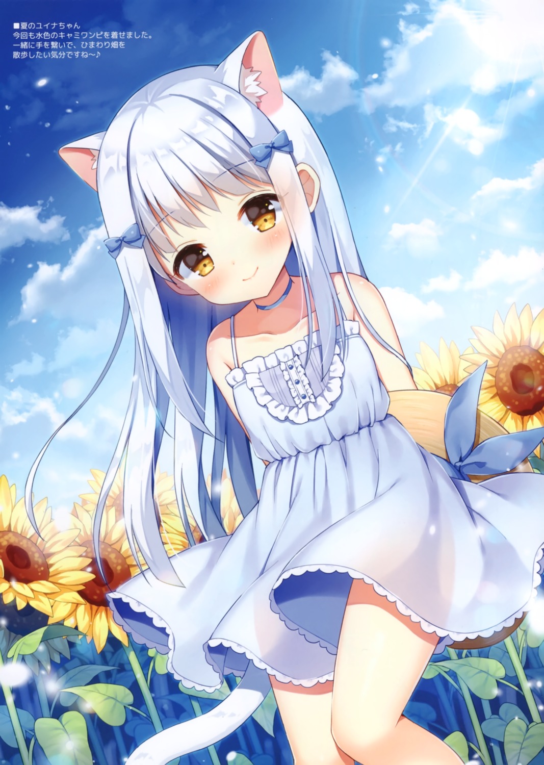 animal_ears dress mauve nekomimi see_through skirt_lift summer_dress tail