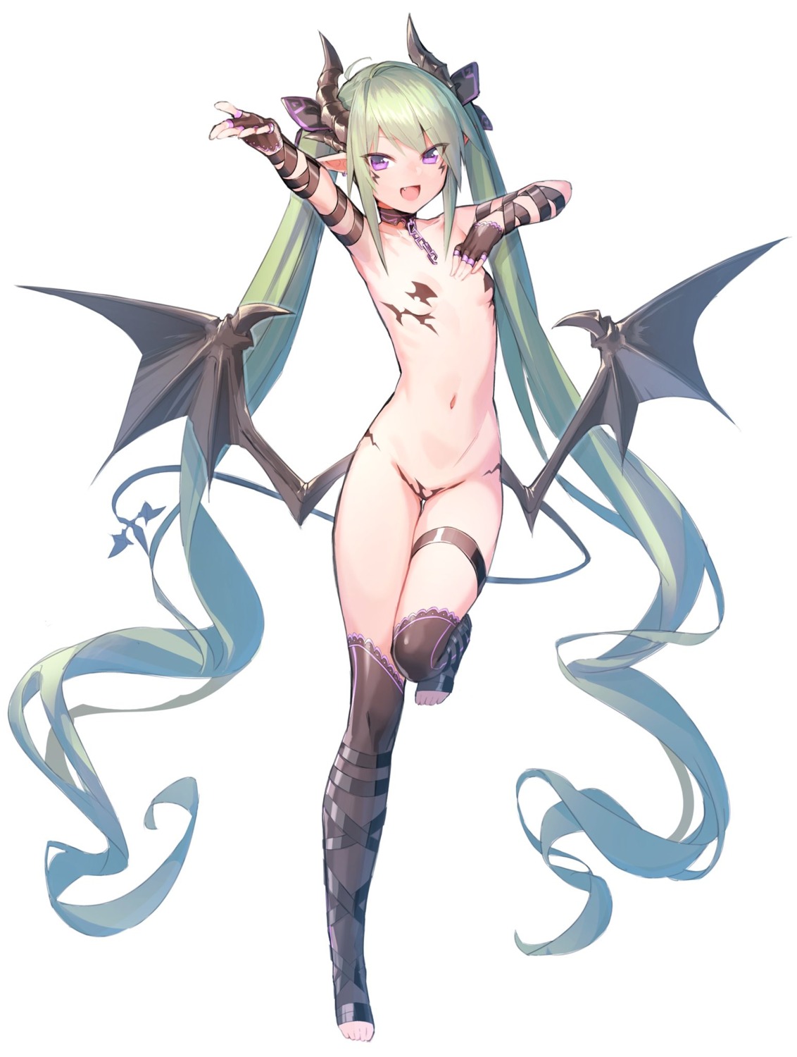 dio_uryyy garter horns loli maebari naked pasties pointy_ears thighhighs wings