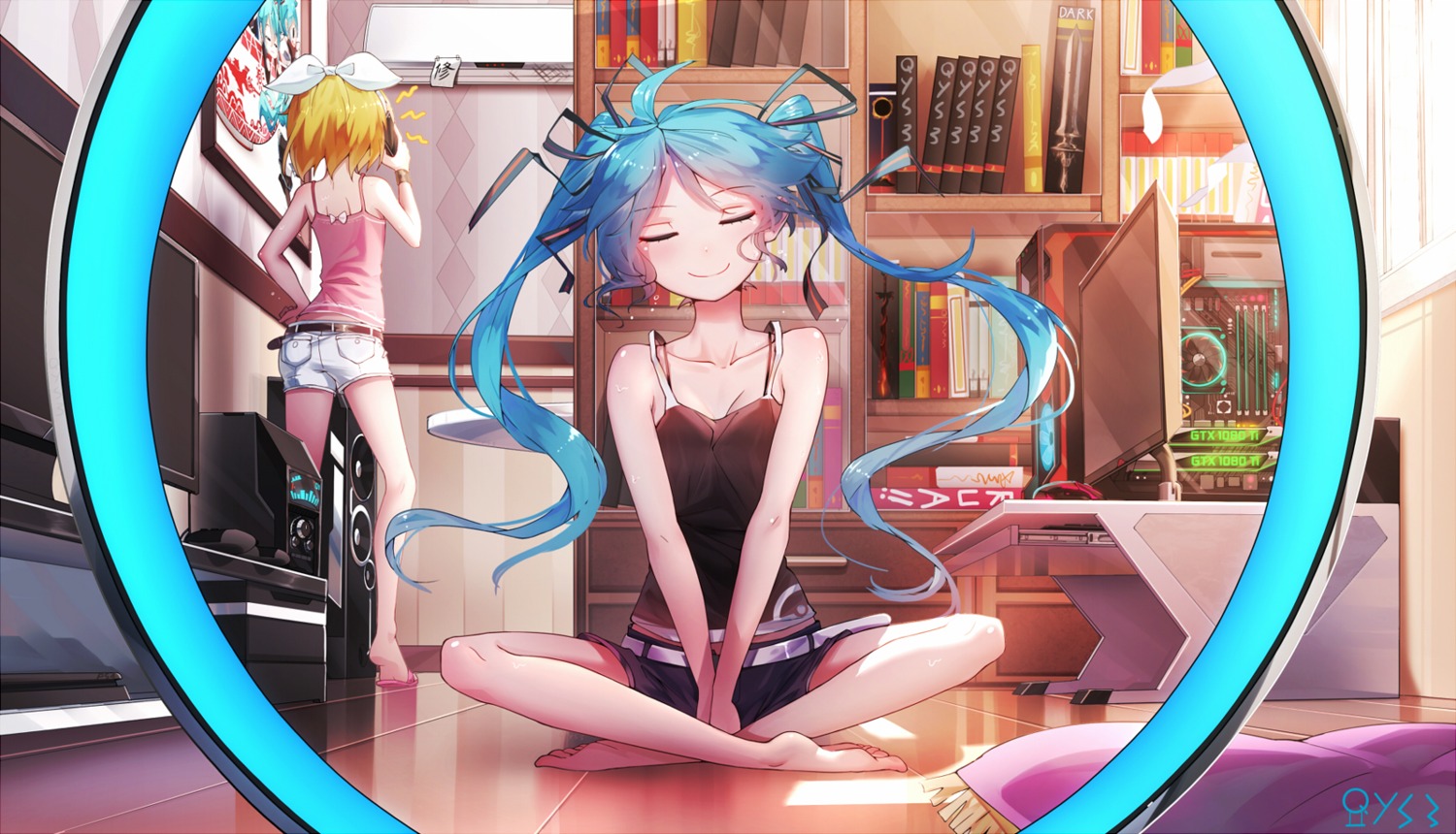 hatsune_miku kagamine_rin qys3 vocaloid