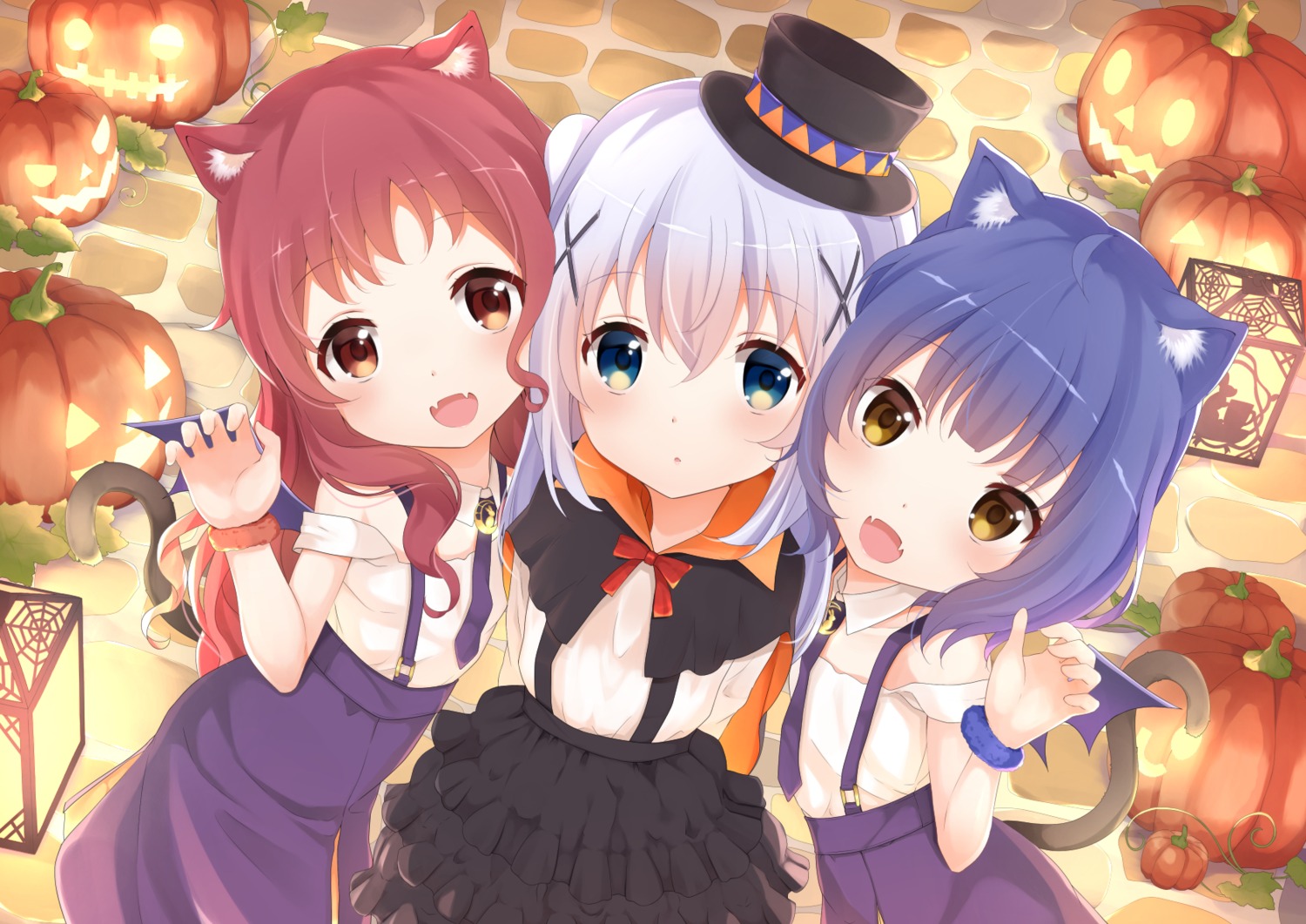 animal_ears gochuumon_wa_usagi_desu_ka? halloween jouga_maya kafuu_chino natsu_megumi nekomimi tail toketou wings