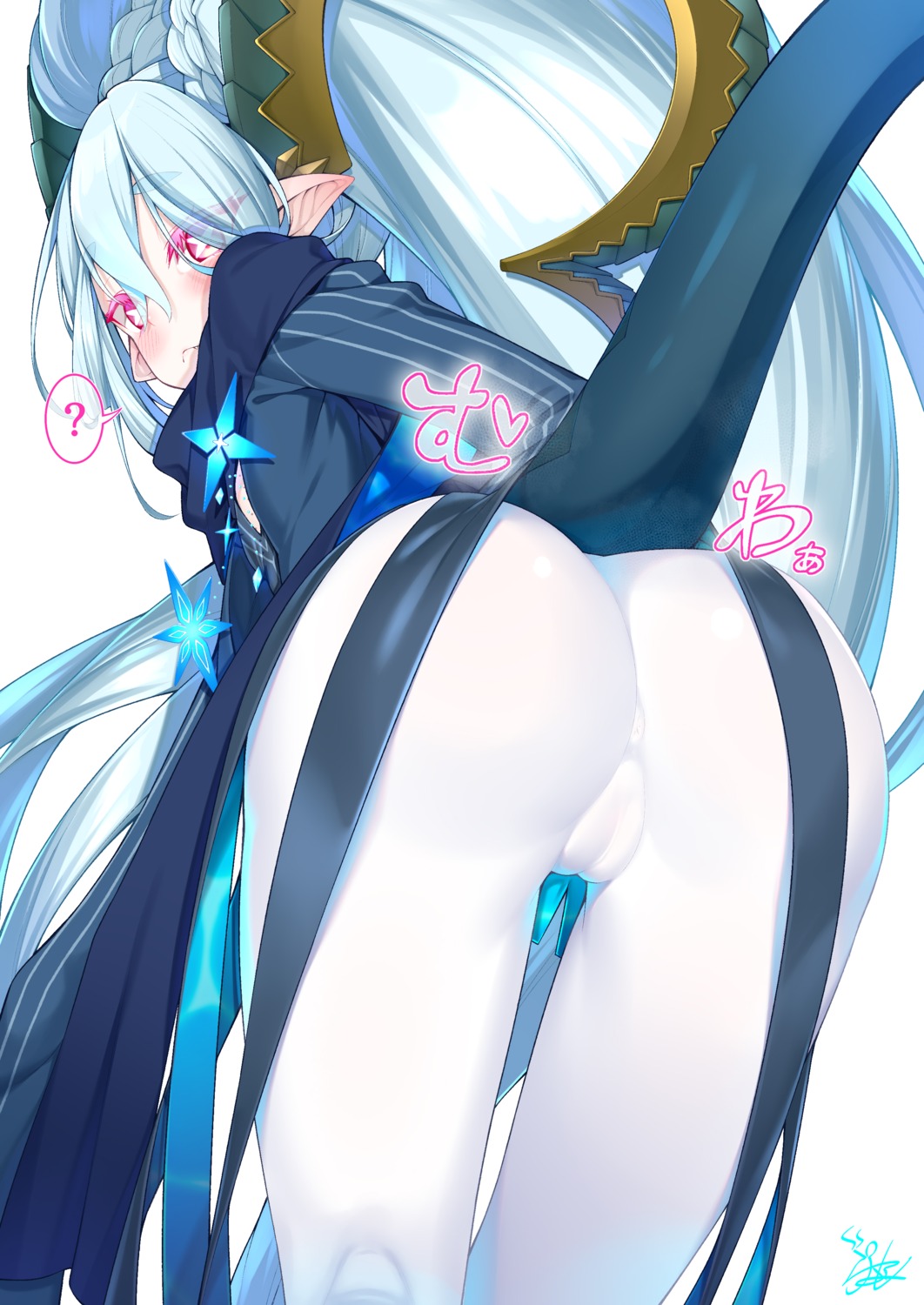 ass cameltoe fate/grand_order horns loli pantyhose pointy_ears skirt_lift tail tiamat_(fate/grand_order) watosu