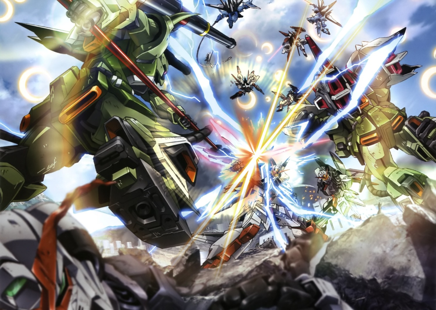 gun gundam gundam_seed gundam_seed_destiny mecha murasame sword zaku_warrior