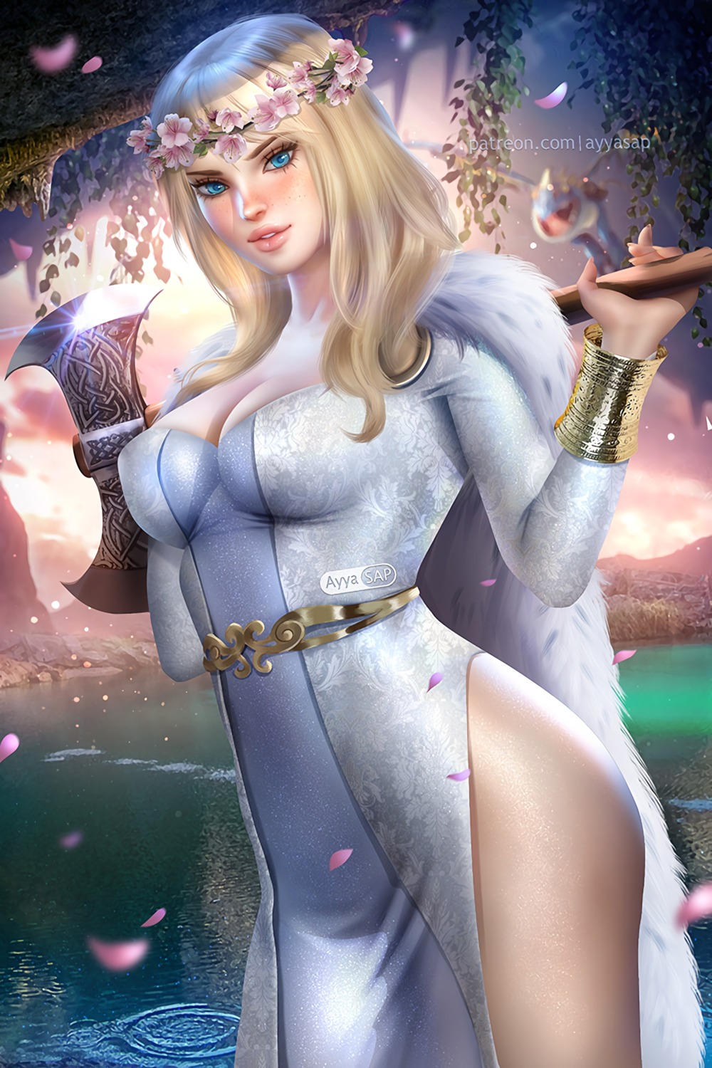 astrid_hofferson ayyasap cleavage dress how_to_train_your_dragon weapon
