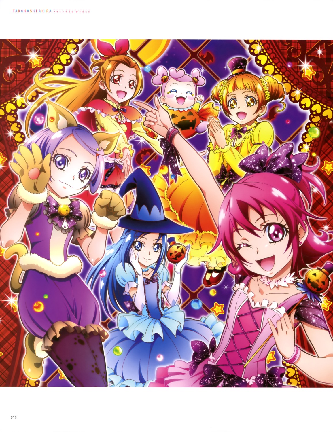 ai-chan_(precure) aida_mana animal_ears dokidoki!_precure dress halloween hishikawa_rikka kenzaki_makoto madoka_aguri pantyhose precure tail witch yotsuba_alice