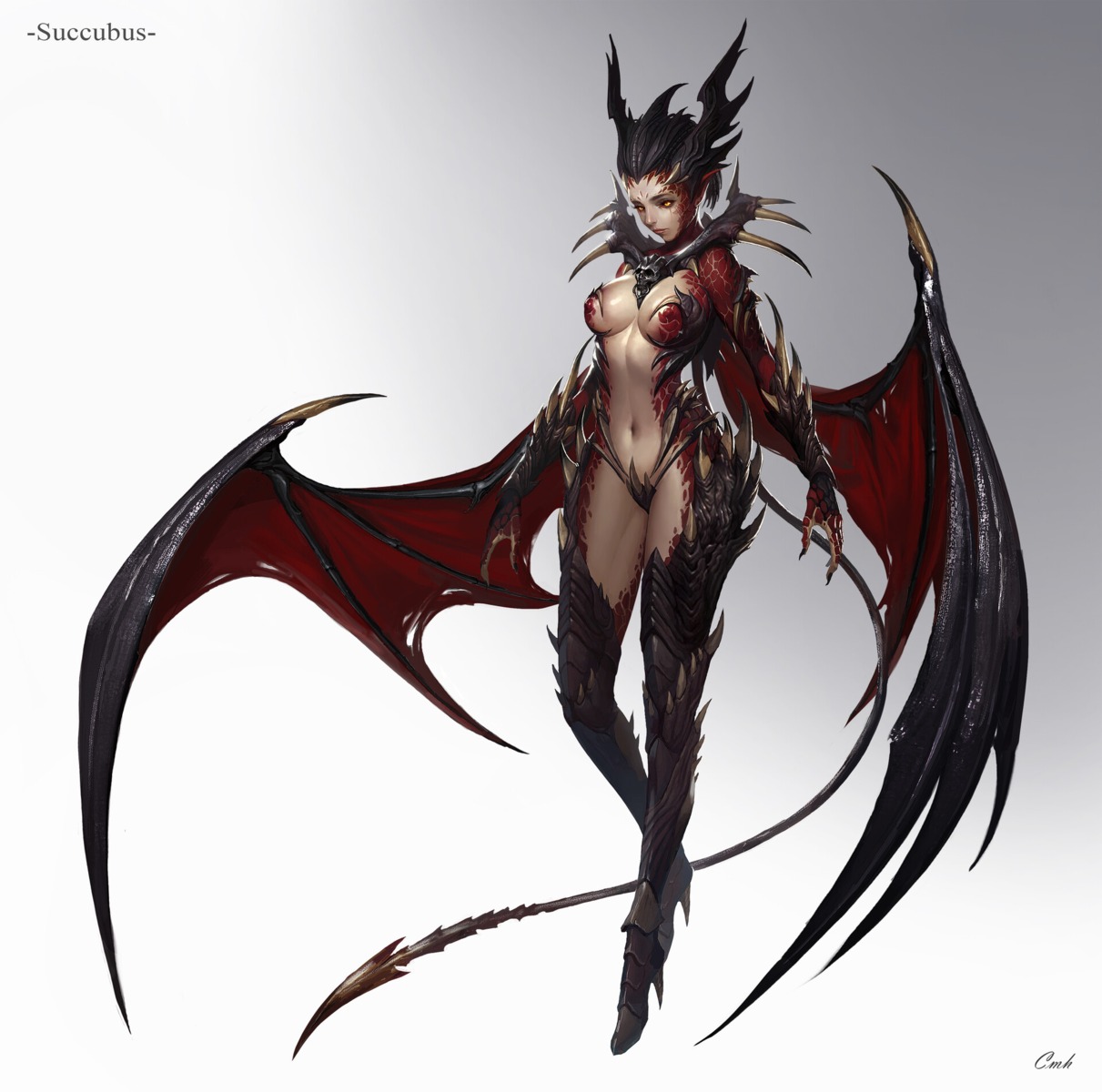 armor bikini_armor heels horns tagme tail thighhighs wings