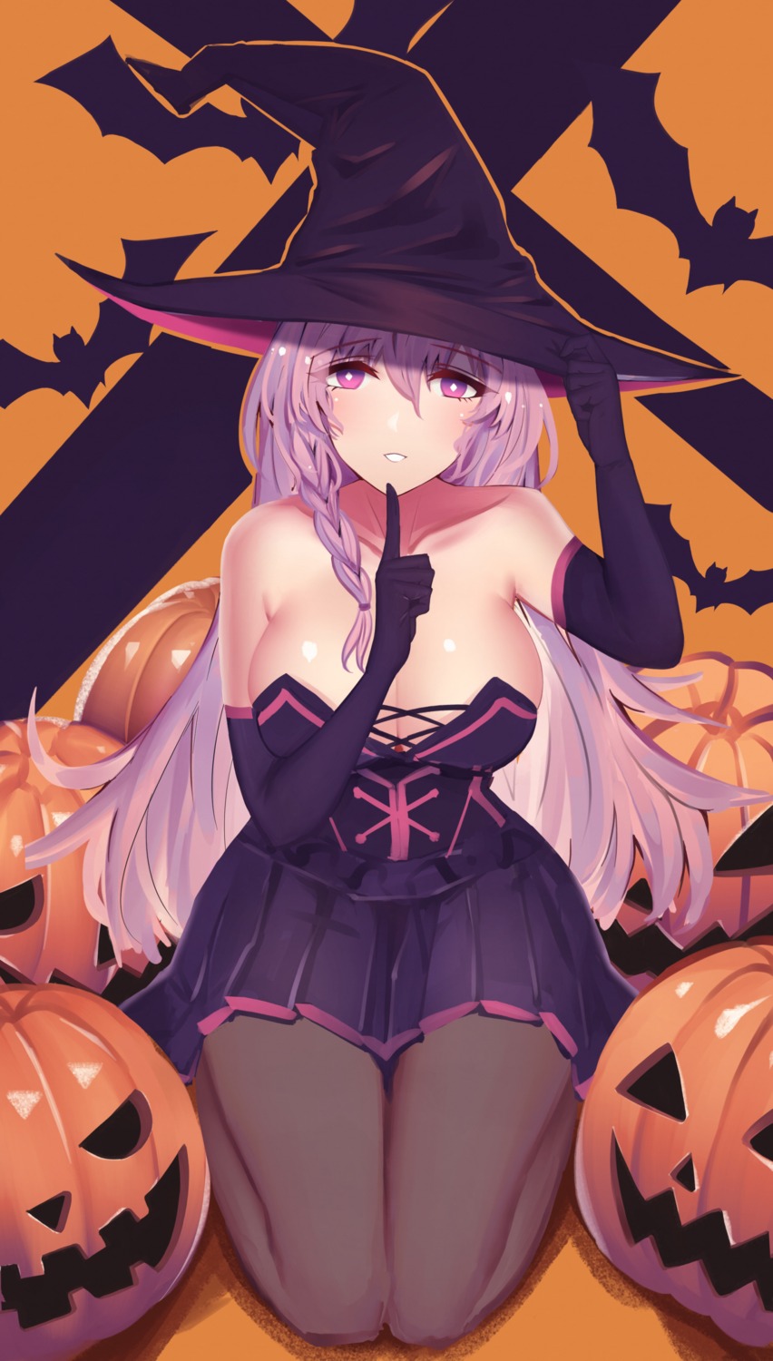 aogi_(pixiv9459043) breast_hold cleavage halloween pantyhose witch