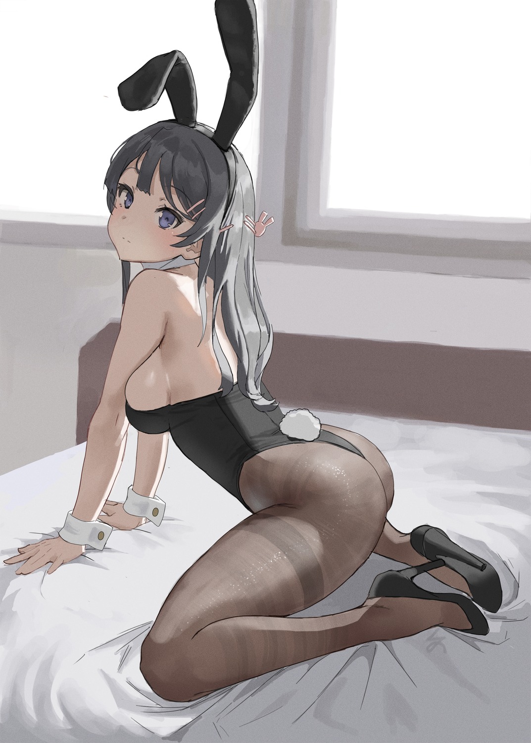 animal_ears ass bunny_ears bunny_girl heels no_bra pantyhose sakurajima_mai seishun_buta_yarou tail zefrableu