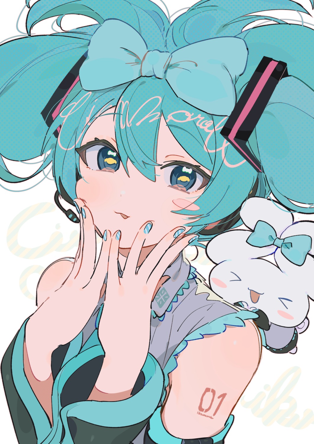 cinnamiku cinnamoroll crossover hachisan_(sink916) hatsune_miku headphones sanrio tattoo vocaloid