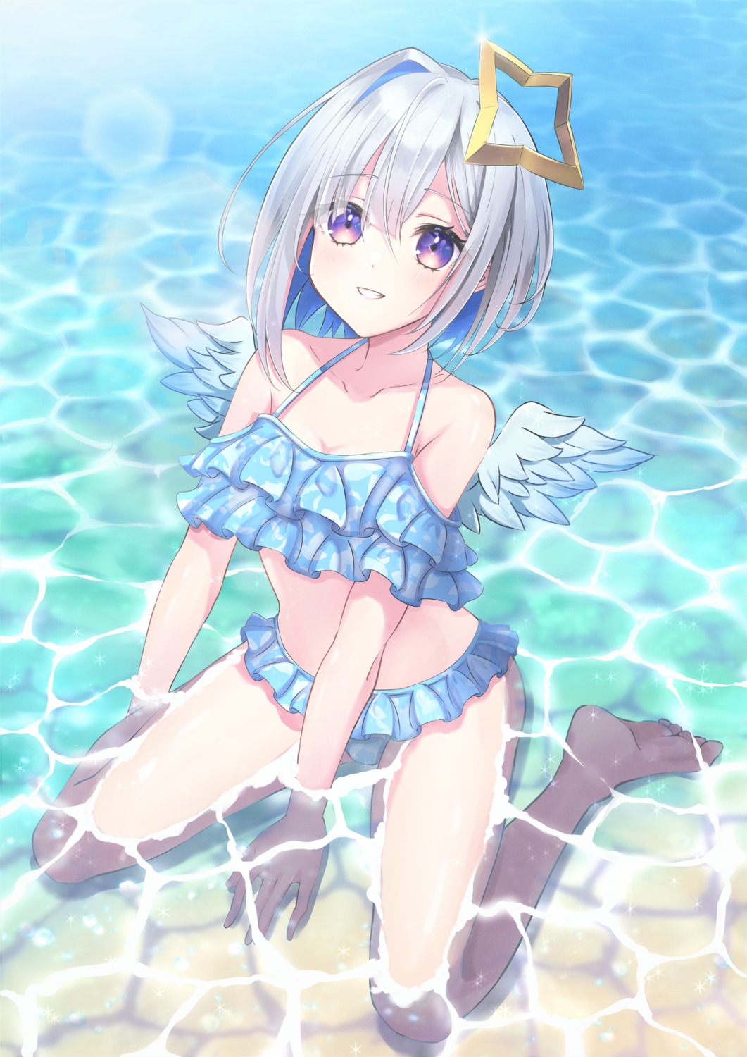 amane_kanata angel bikini hololive swimsuits tilu wet wings