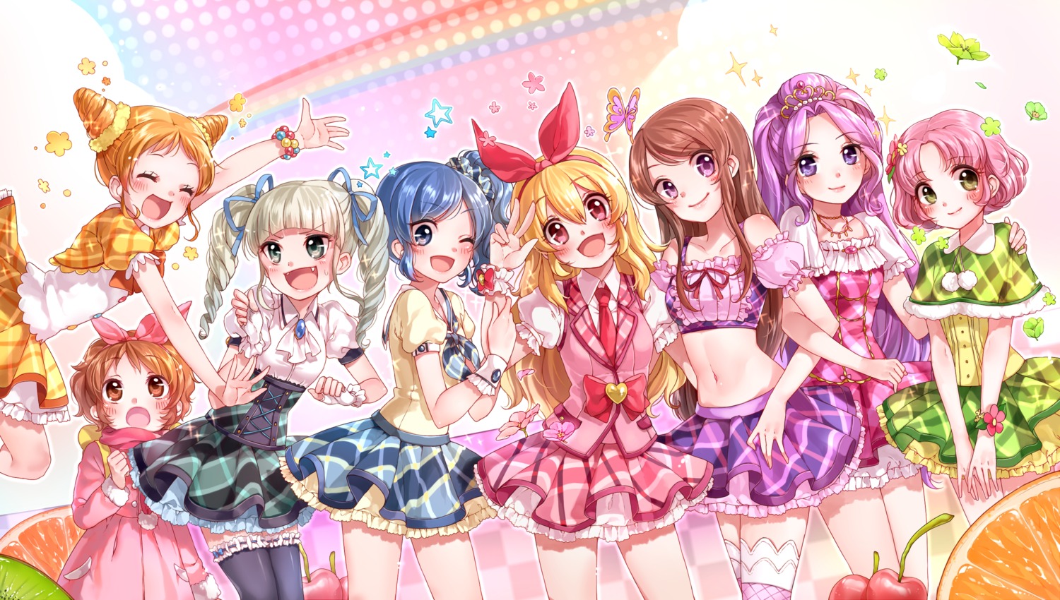 aikatsu! arisugawa_otome hoshimiya_ichigo hoshimiya_raichi kanzaki_mizuki kiriya_aoi kitaouji_sakura rojiko shibuki_ran thighhighs toudou_yurika trap