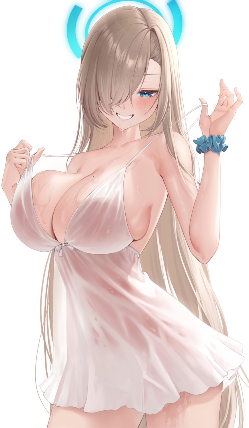 blue_archive halo ichinose_asuna lingerie meraring see_through undressing