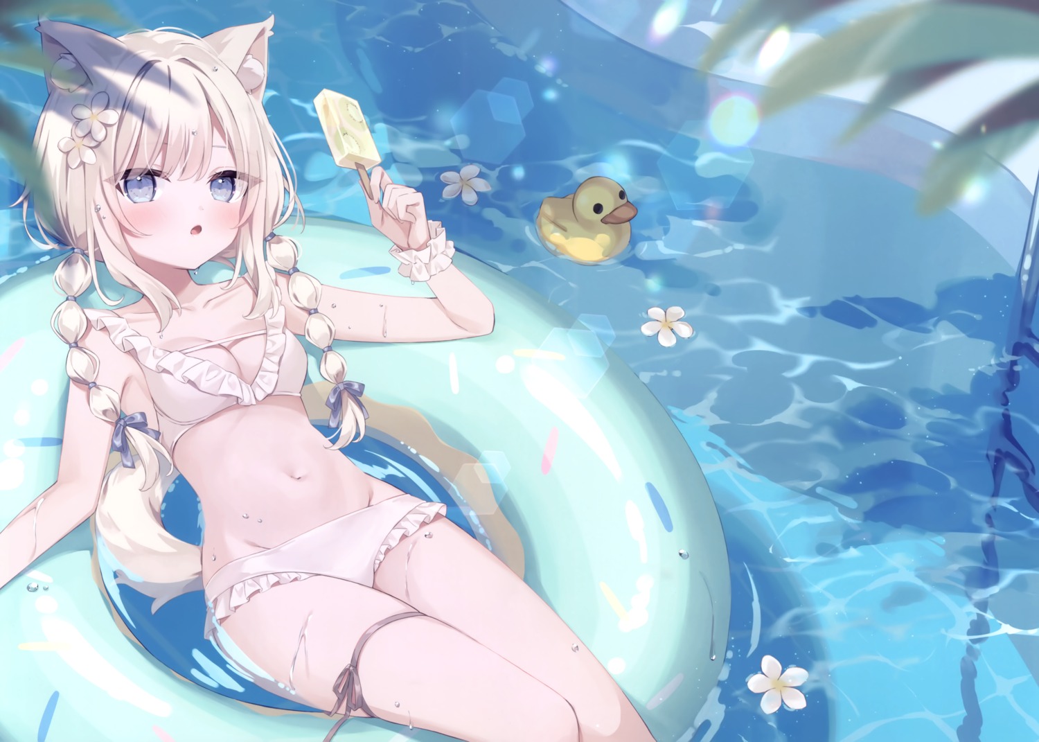 animal_ears bikini garter hoshi inumimi loli mashiro_(hoshi) swimsuits tail usagigo wet