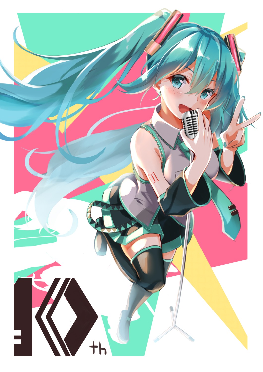 hatsune_miku heels mirea tattoo thighhighs vocaloid