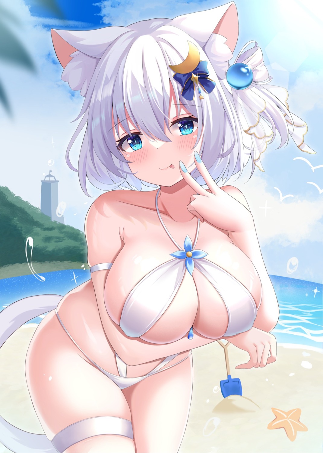 animal_ears bikini garter kurashina_yuzuki nekomimi swimsuits tail