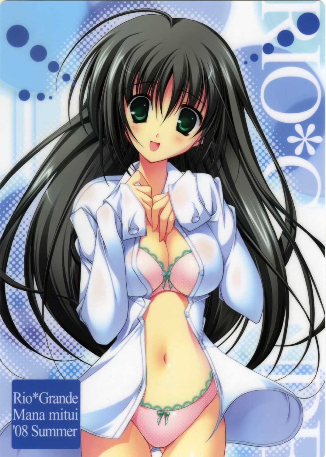 bra cleavage dress_shirt mitsui_mana open_shirt pantsu