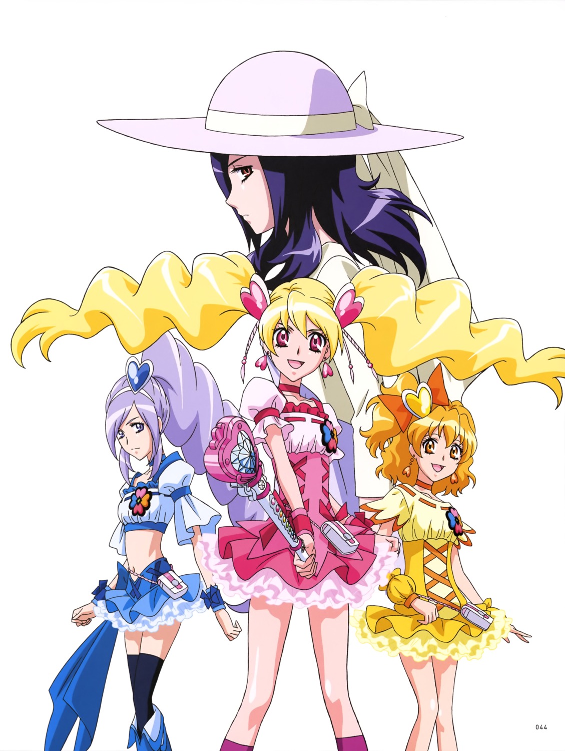 aono_miki dress fresh_precure! higashi_setsuna momozono_love precure thighhighs weapon yamabuki_inori