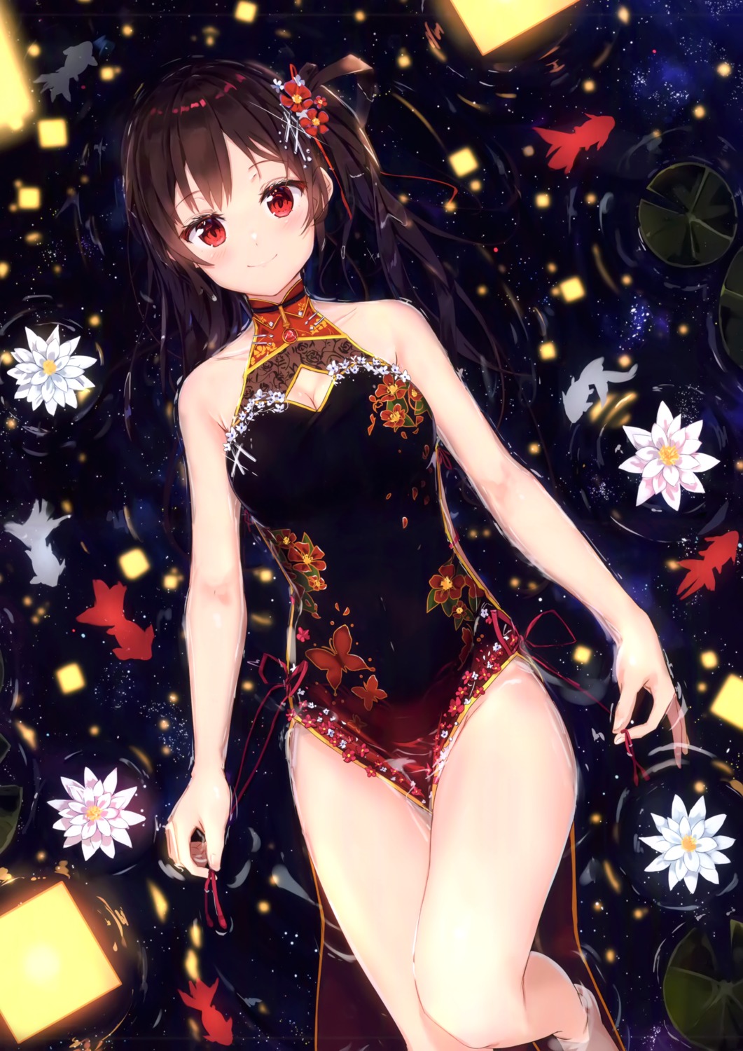 chinadress cleavage kankitsu_shoujo na_kyo no_bra wet