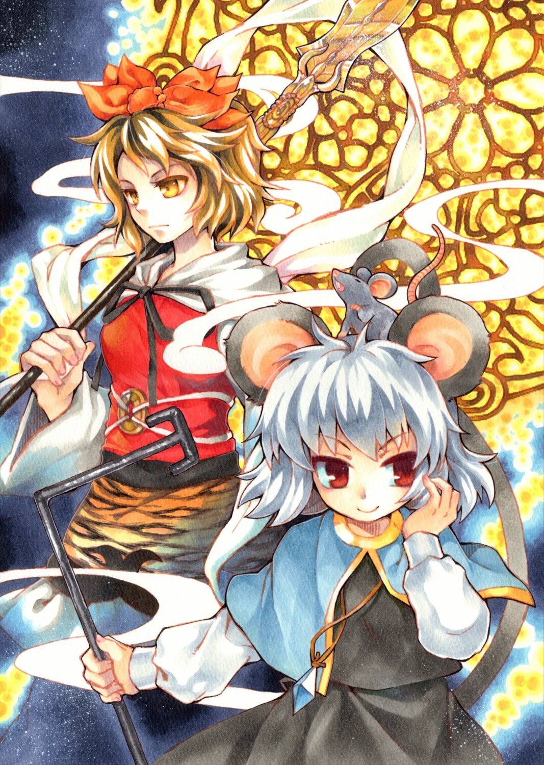 animal_ears nazrin socha tail toramaru_shou touhou weapon