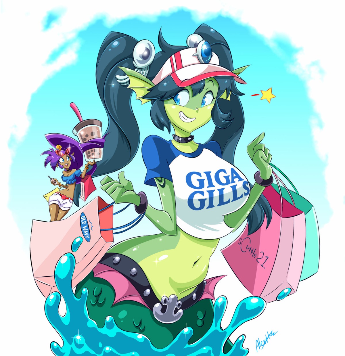 giga_mermaid mermaid monster_girl shantae shantae_(character) tagme wet