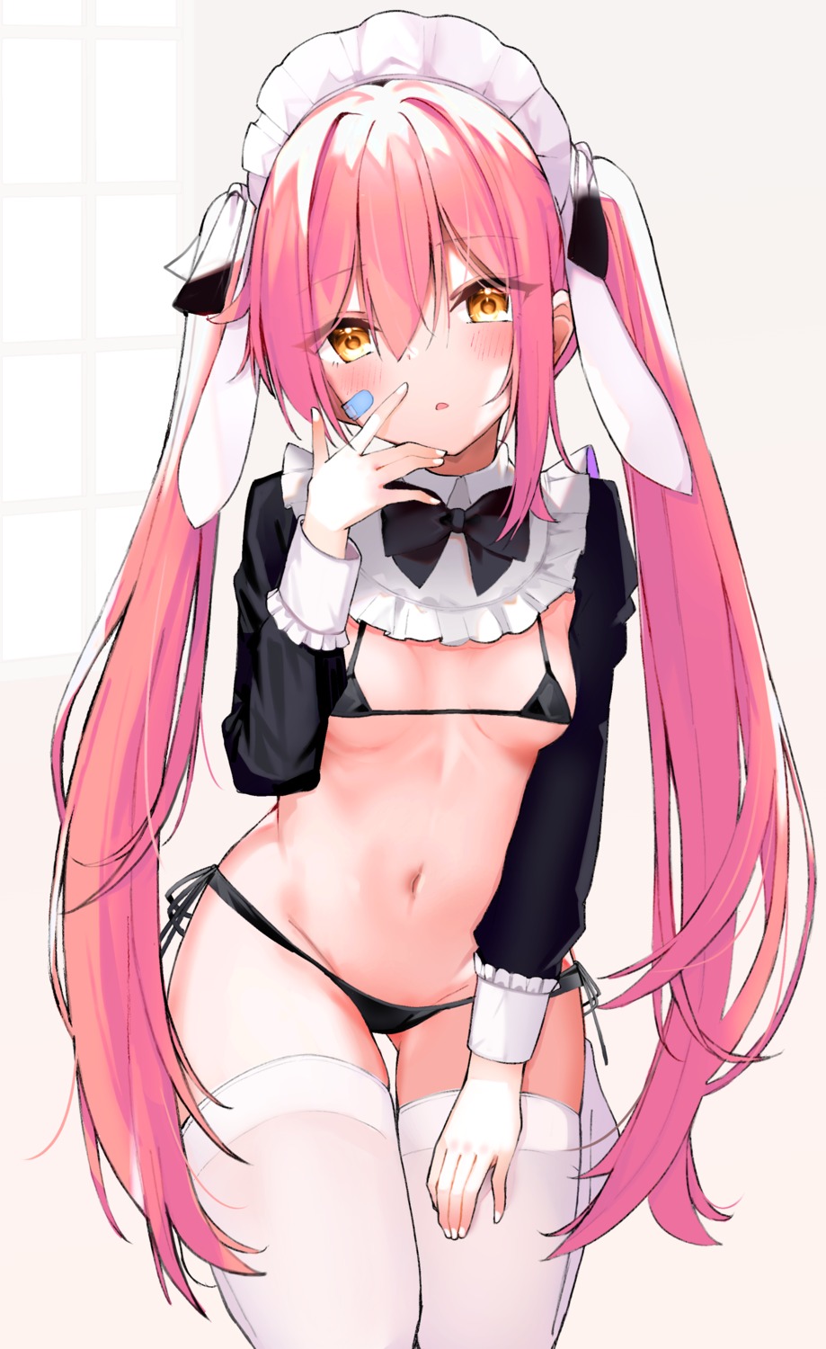 animal_ears bikini komugiaoi1 maid swimsuits thighhighs