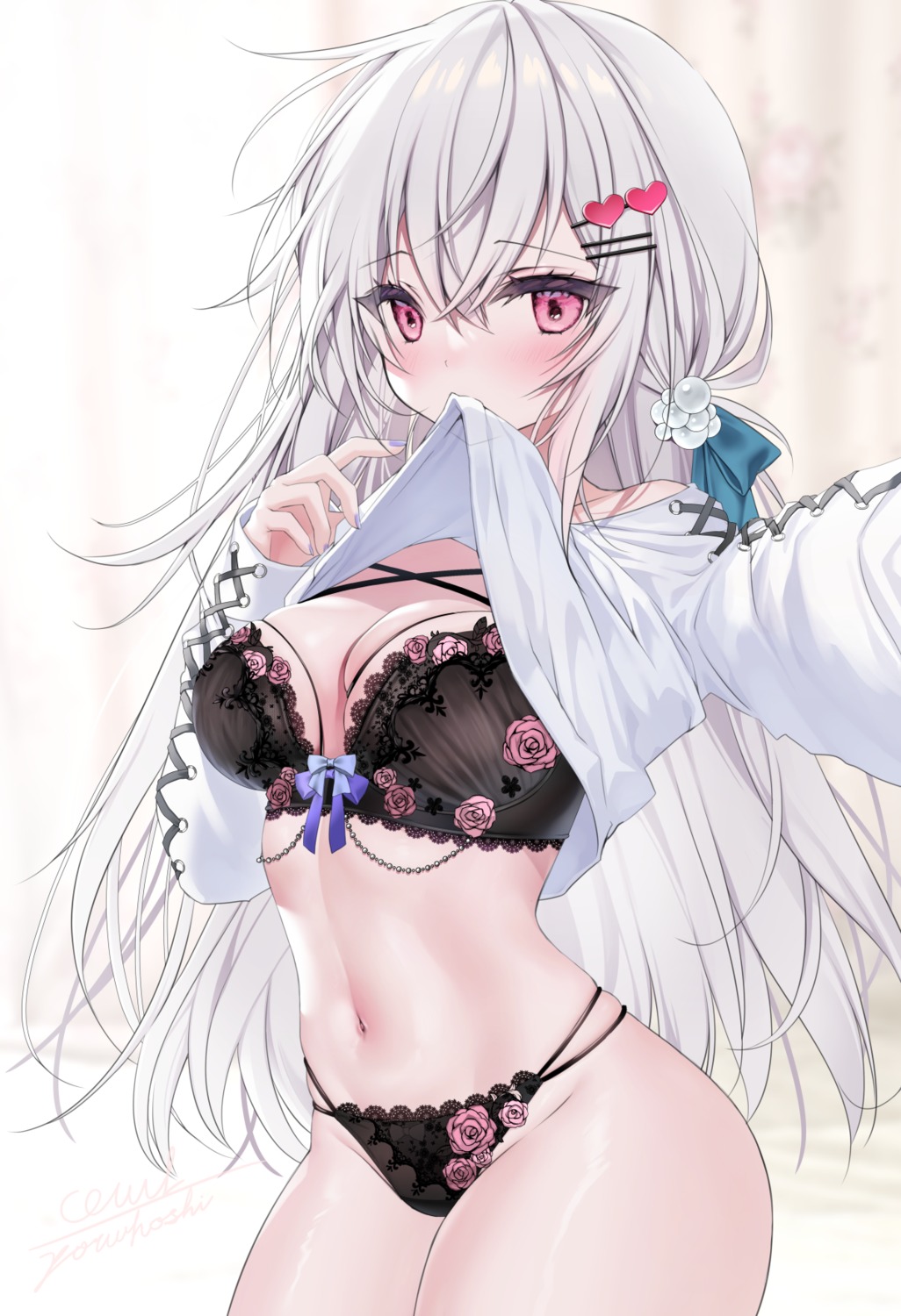 bra pantsu skirt_lift yoruhoshi_owl